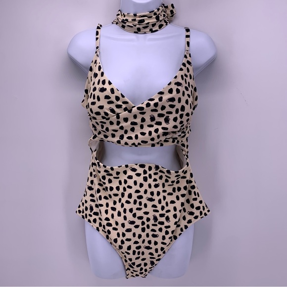 aerie Swim Aerie One Piece Full Coverage Printed Bathing Suit With